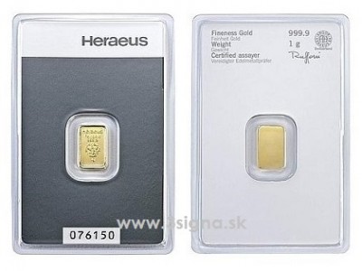 Heraeus 1g - Zlatý slitek