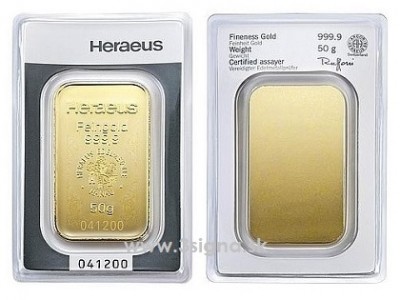 Heraeus 50g - Zlatý slitek